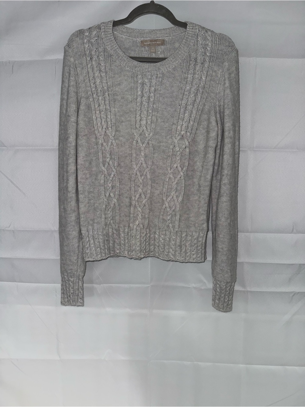 Banana Republic Merino Wool Alpaca Cable Knit Sweater Gray M - Picture 3 of 10